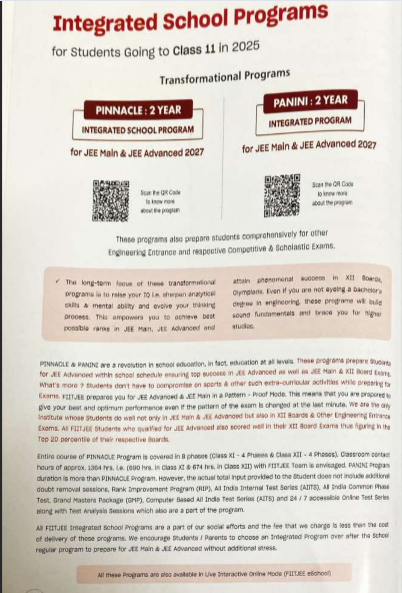 Fiitjee Class 11 details