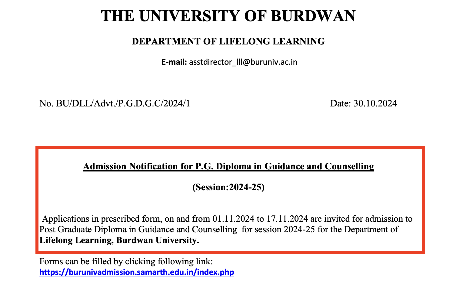 PG Diploma Admission
