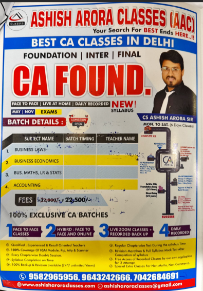 Ashish Arora Classes CA Foundation fees