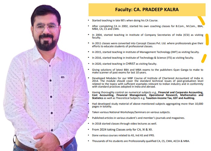 Pradeep Kalra's Concept Classes Faculty
