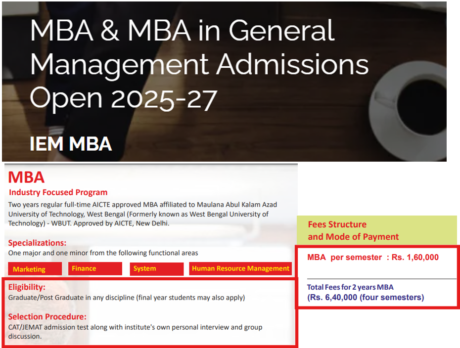 IEM Kolkata MBA Admission 2025 Open; Check Eligibility Criteria And Fee ...