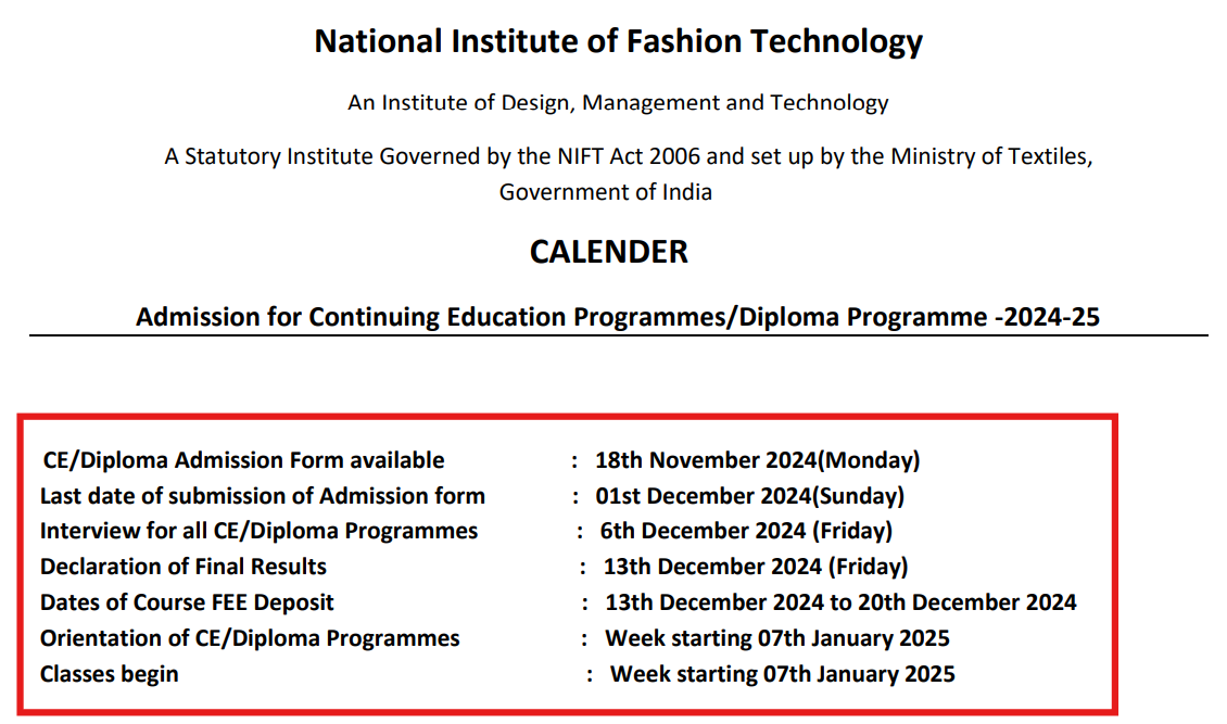 NIFT Delhi Revises CE