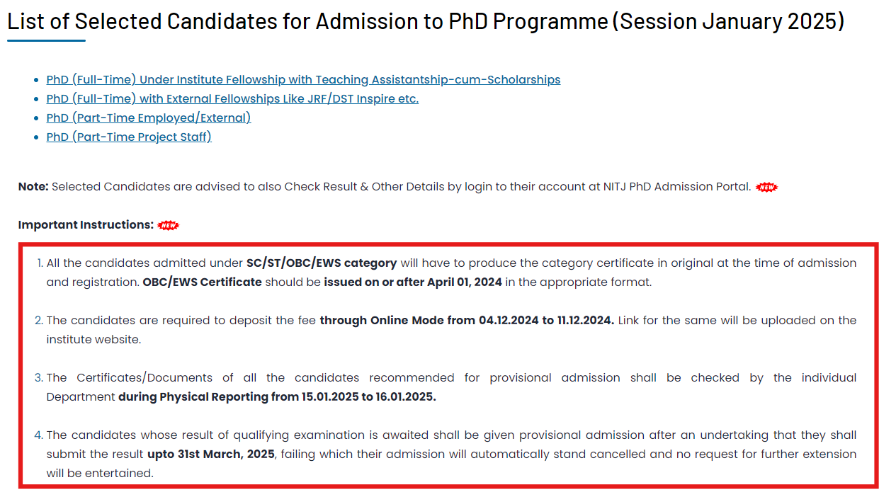 NIT Jalandhar PhD 2025