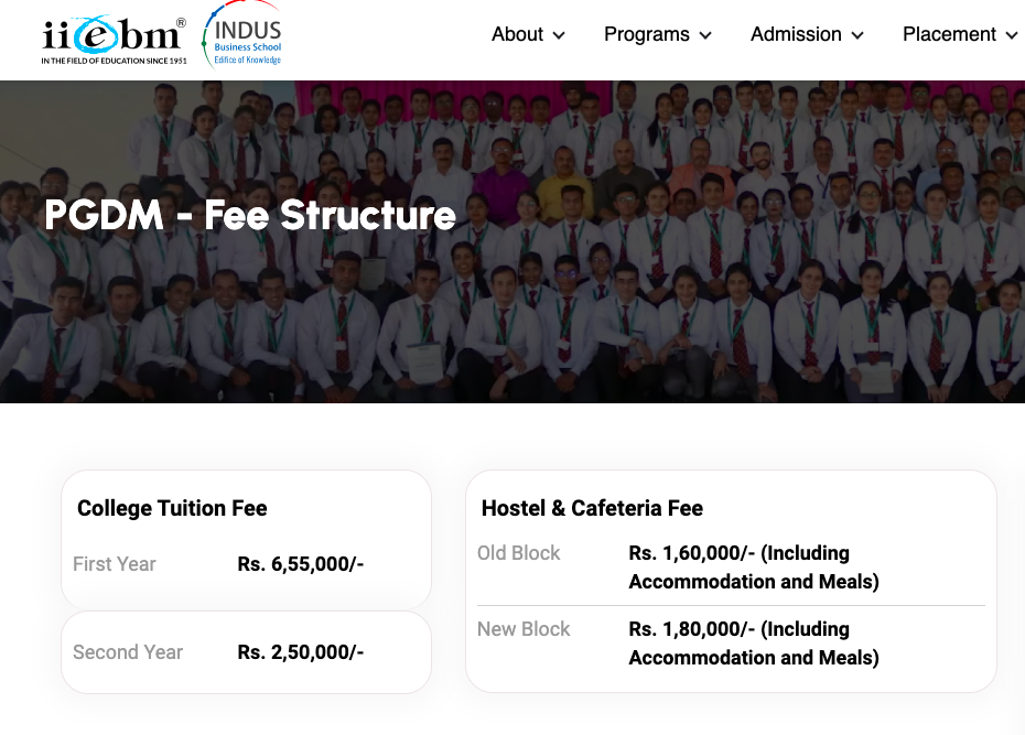 IIEBM PGDM Fee Structure