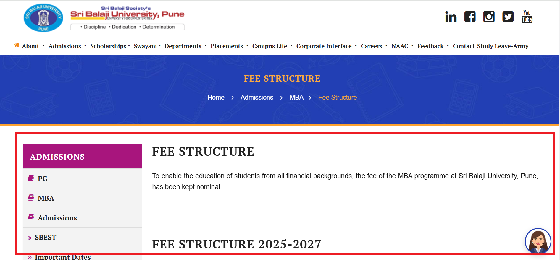 Sri Balaji University Fee Structure 2025-29 Released