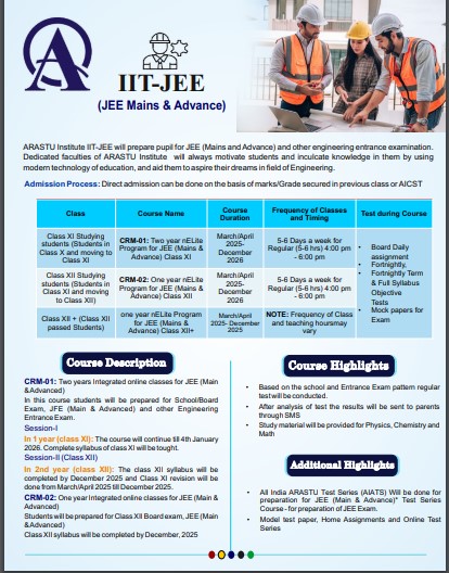 Arastu JEE Course Structure