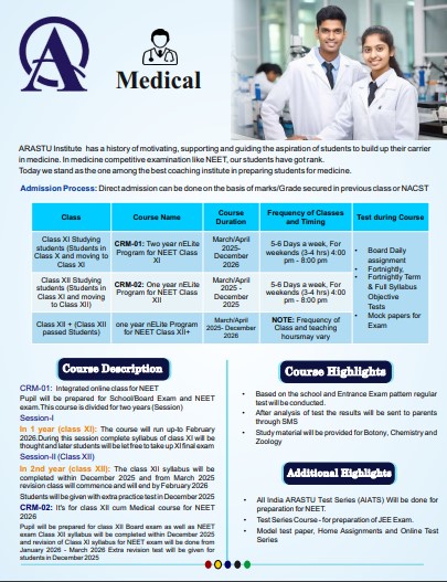 Arastu NEET Course Overview