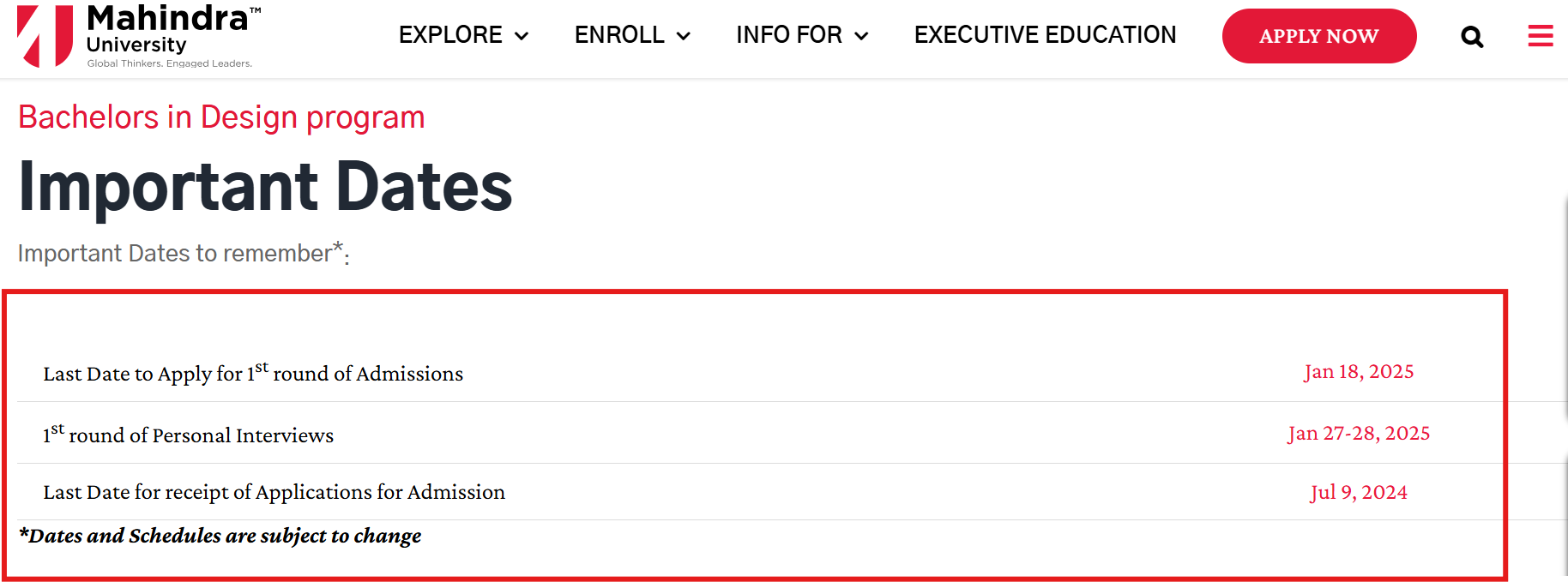 Mahindra University B.Des 2025 Admissions Open
