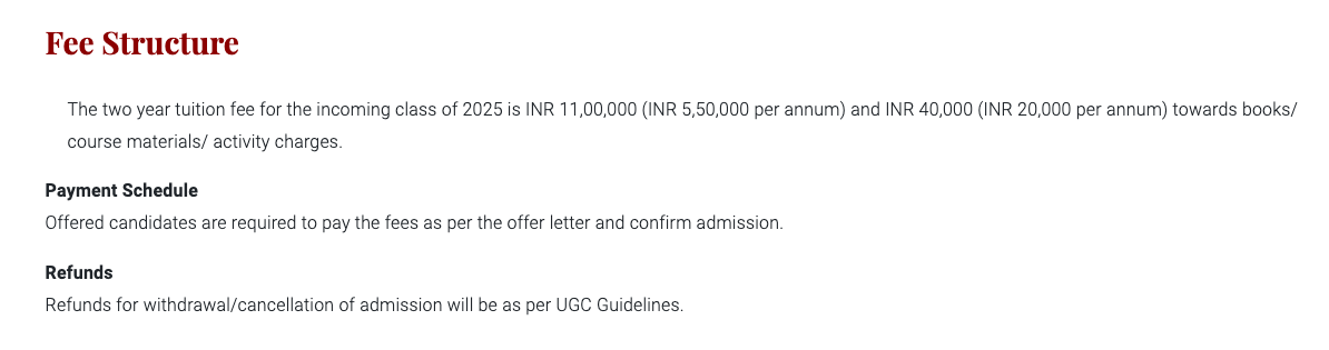 Ahmedabad University MBA fees