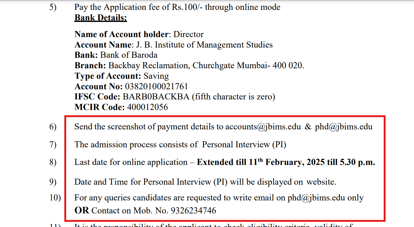 JBIMS PhD Admissions