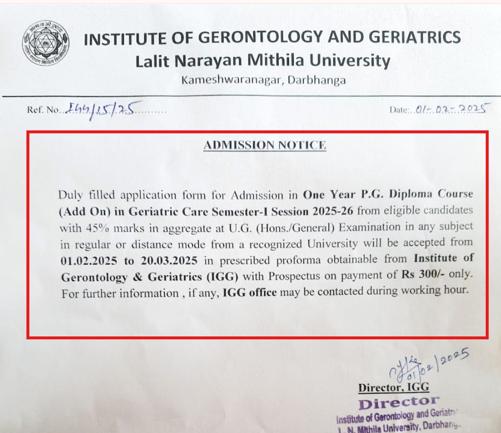 LNMU One-Year PG Diploma Course Admissions 2025 Opens