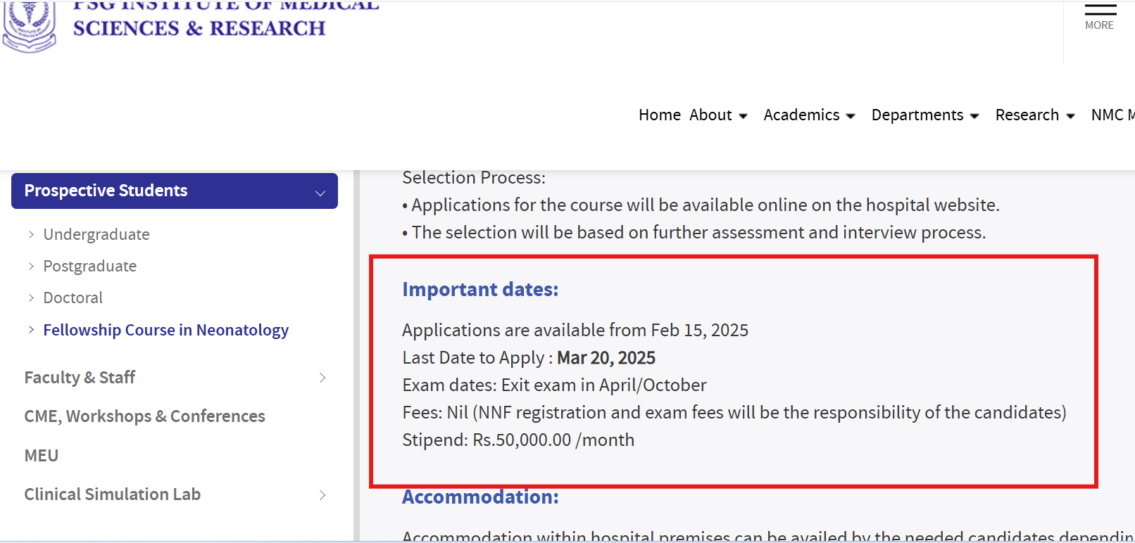 PSGIMR Admissions 2025