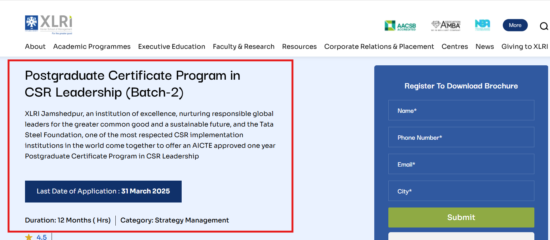 XLRI PGDM Dates
