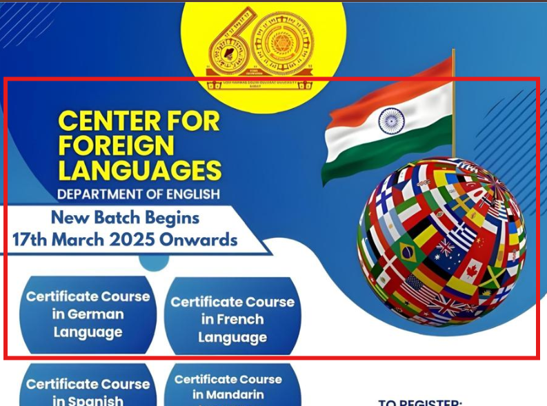 VNSGU Center for Foreign Language Certificate Course Admission 2025 Released