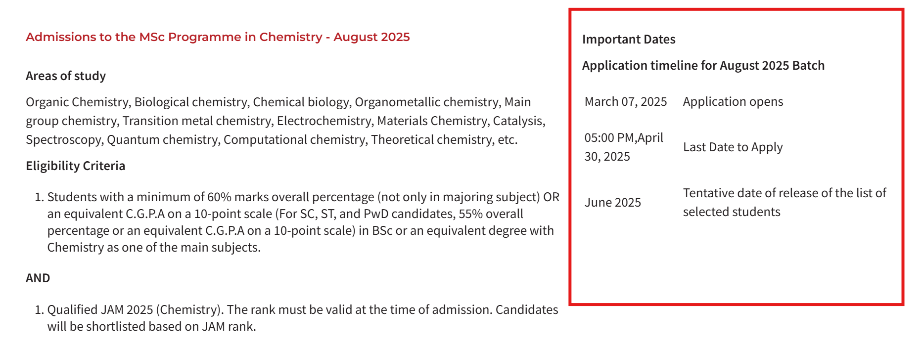 IISER Pune MSc Admissions 2025 Opens