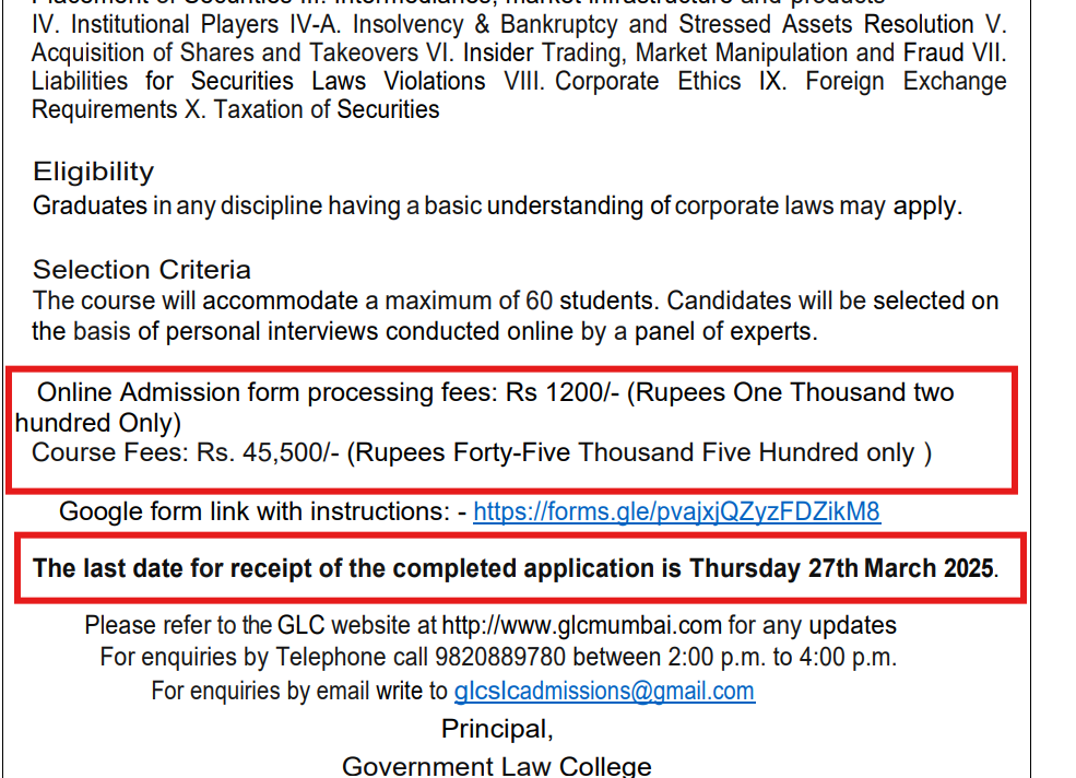 GLC Mumbai PG Diploma Admission