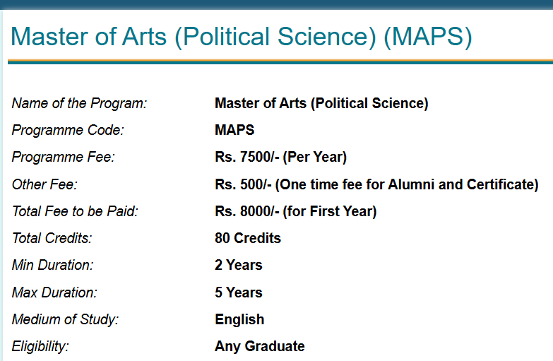 OSOU MA Political Science: Fees 2025, Course Duration, Dates, Eligibility