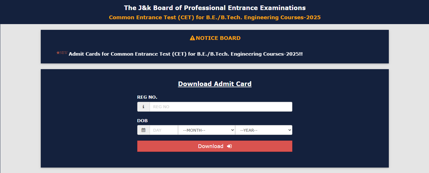 jkcet admit card 2025