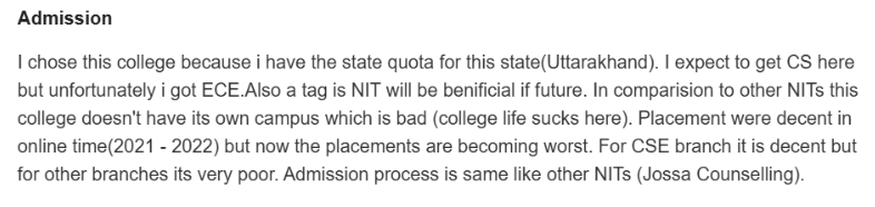 NIT Uttarakhand Review