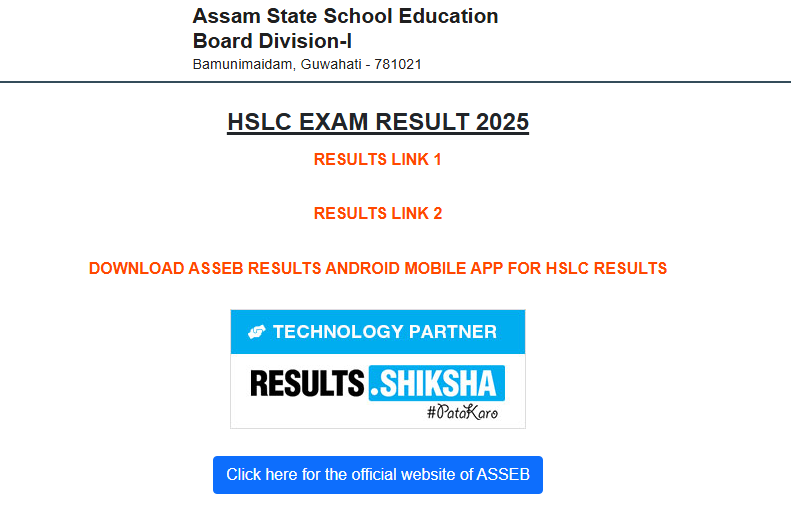 assam hslc result out