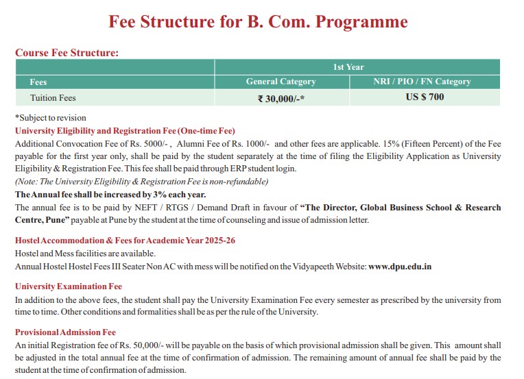 DY Patil Vidypeeth fee for B.Tech Courses