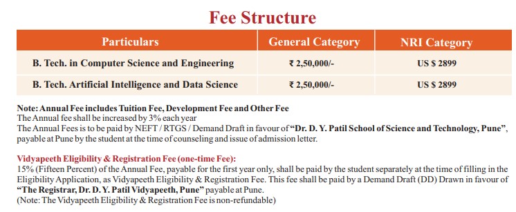 DY Patil Vidyapeeth Fee for B.Tech AI