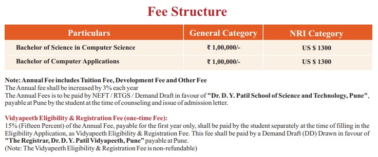 DY Patil Vidyapeeth fee for B.Sc Computer Science