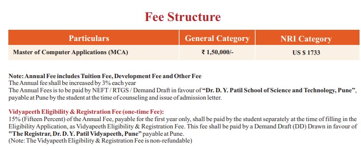 DY Patil Vidyapeeth Fee for MCA