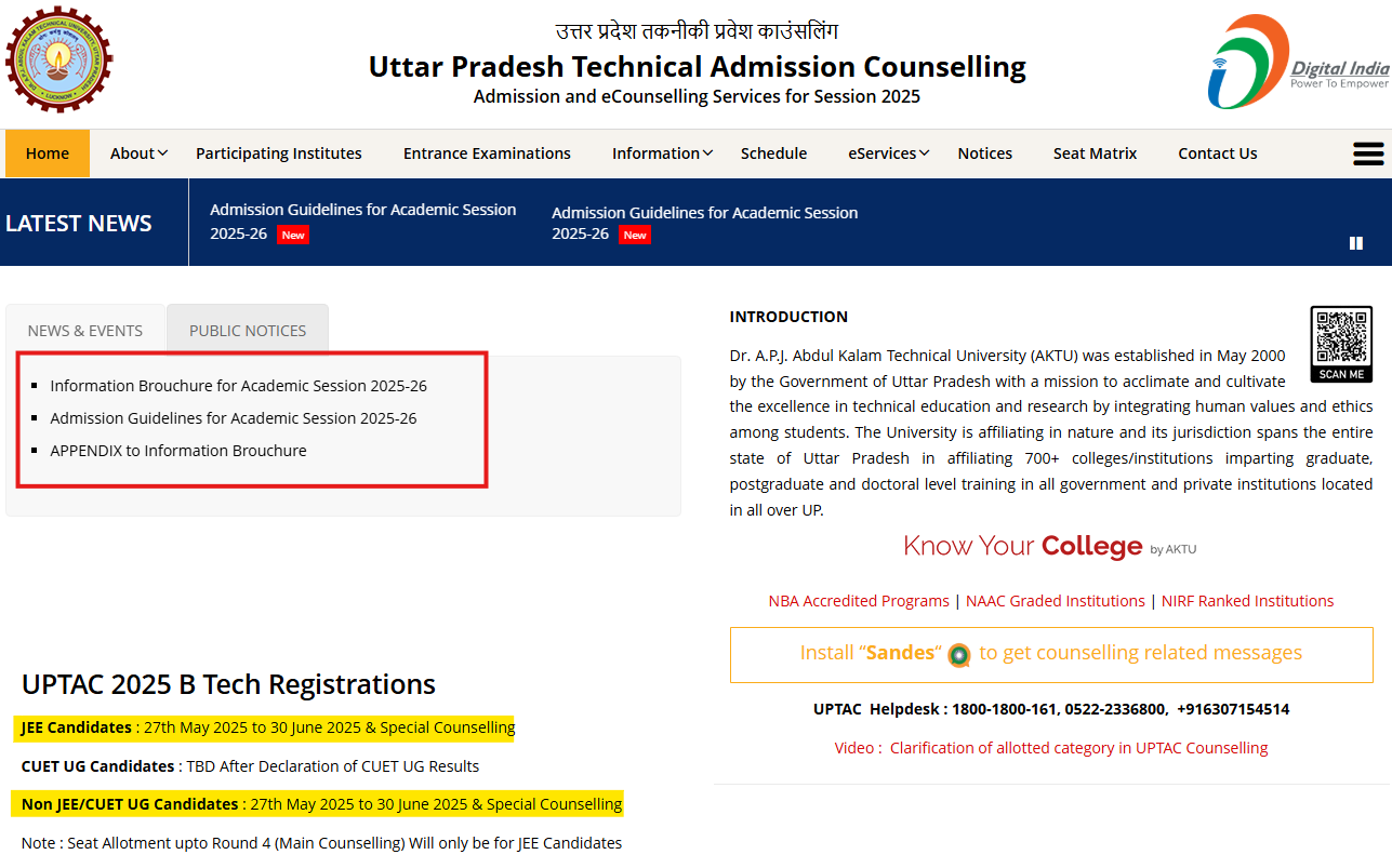 UPTAC 2025 Counselling Registration Dates
