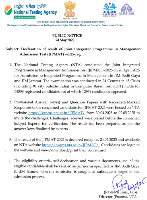 JIPMAT Result 2025