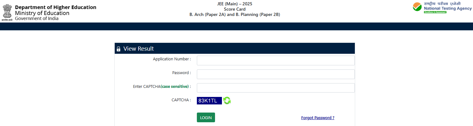 JEE Main 2025 Session 2B.Arch/B.Plan Result