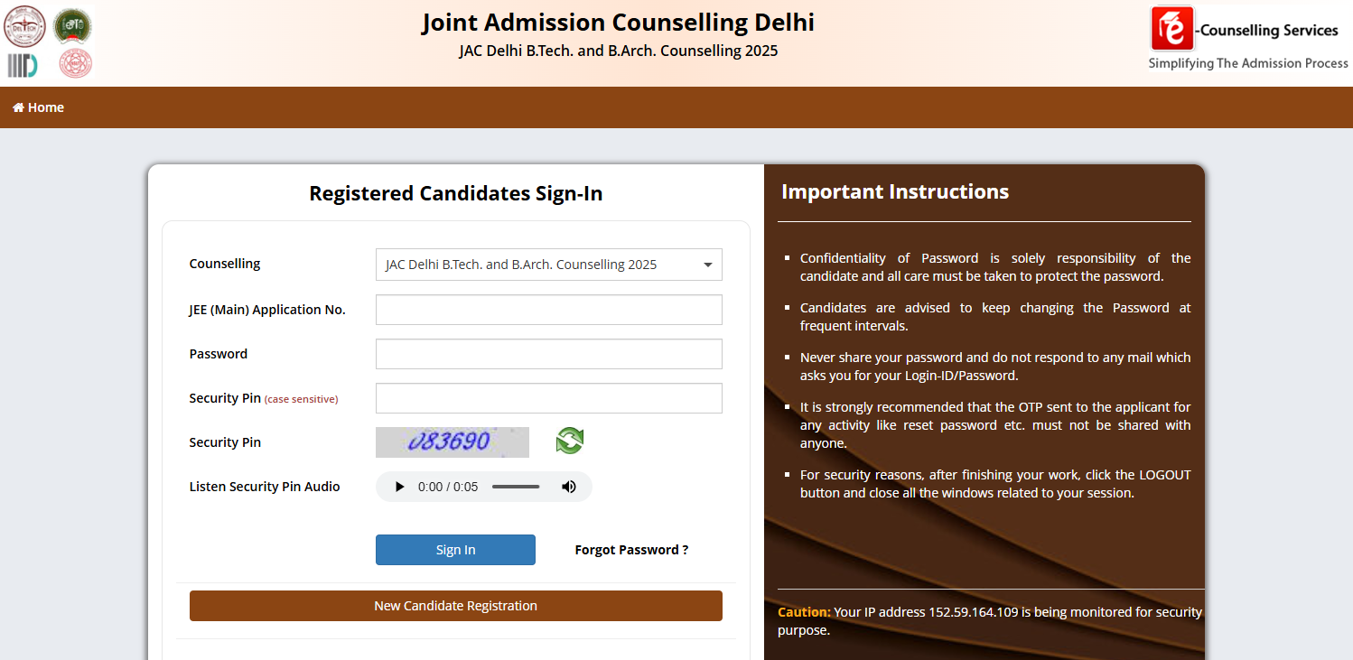 JAC Delhi Counselling 2025 Registration
