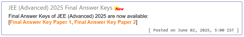 JEE Advanced 2025 Answer Key