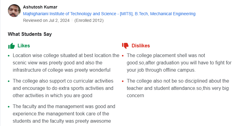 MITS RAYAGADA STUDENT REVIEW