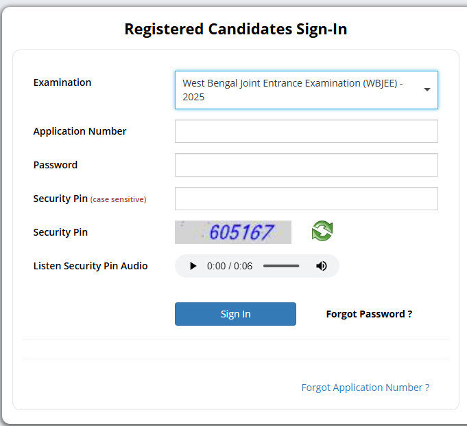 WBJEE Login Credentials