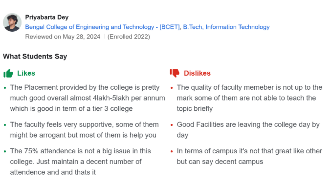 bcet durgapur student review