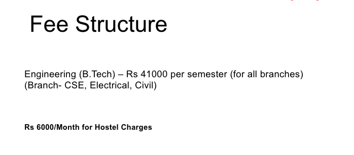Fees as per Official Website