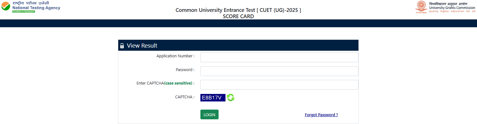 CUET UG Result 2025 Test Link