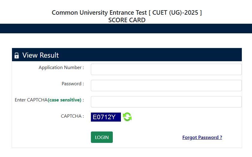 CUET UG Result Demo Link