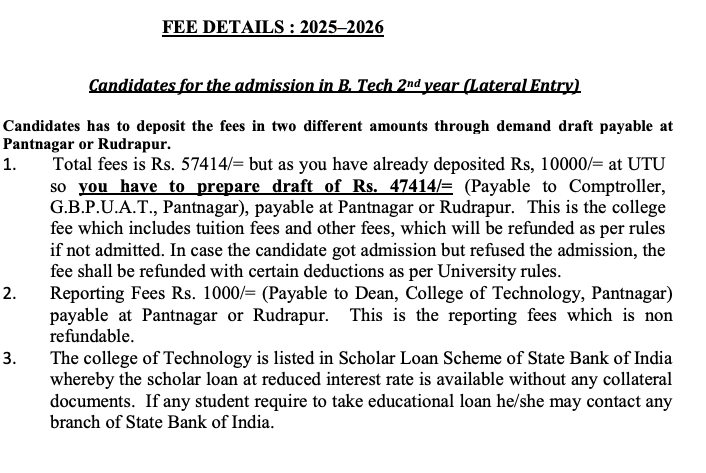 Fees as per Official Website
