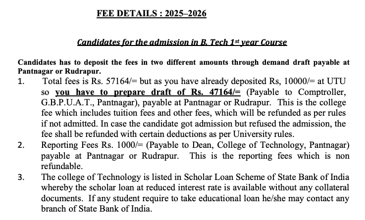 Fees as per Official Website