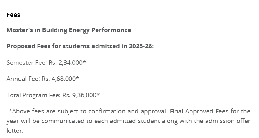 CEPT University MTech Fees