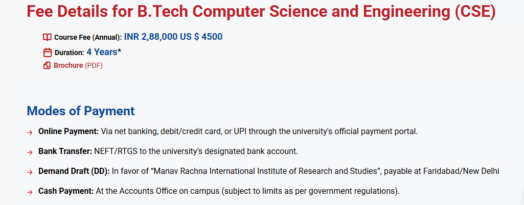 MRU B.Tech CSE Fees