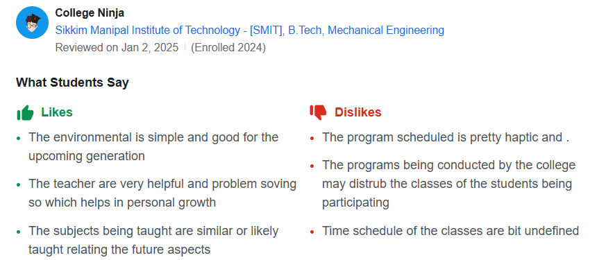 sikkim manipal university student review