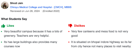 CMCH Bhopal Student Review