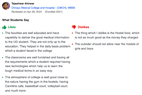 CMCH Bhopal Student Review