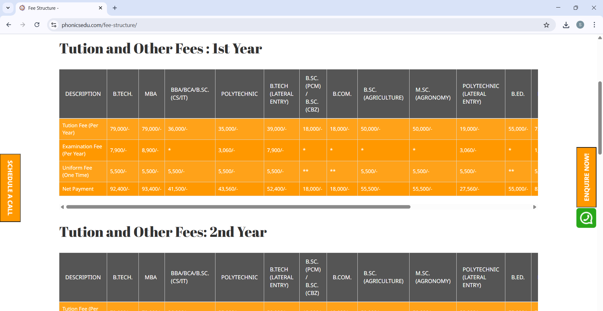 Fee Structure