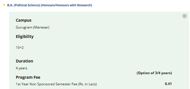 Amity University Gurgaon BA {Hons.} Political Science: Fees 2026 ...