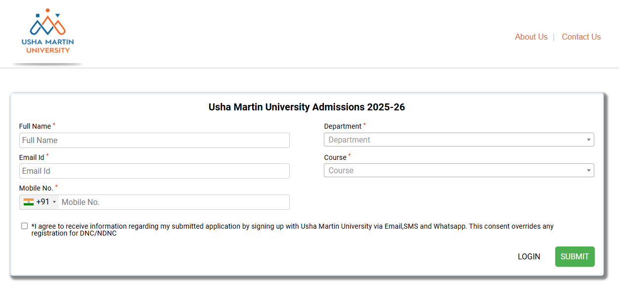 Usha Martin University UG and PG Admission 202526 Open; Apply Now