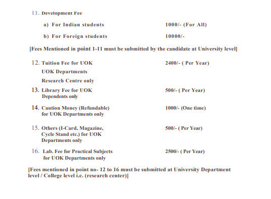 UOK Ph.d FEES 2024